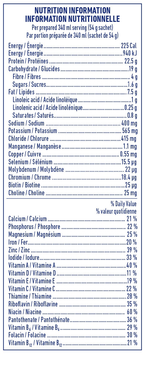 Information nutritionnelle OPTIFAST® 900 Vanille.